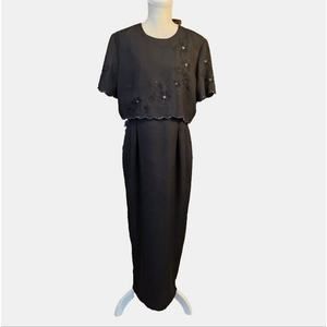 R&M Richards by Karen Kwong Black Dress Size 16 Beaded Sparkles Lined